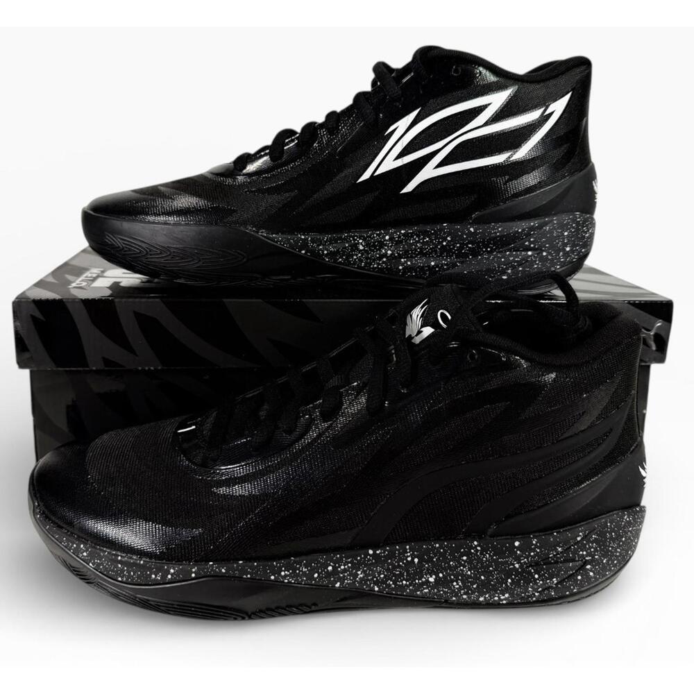 PUMA LaMelo Ball MB.02 Basketball Shoes "Oreo" Black 379420 01 Men's SIze 12